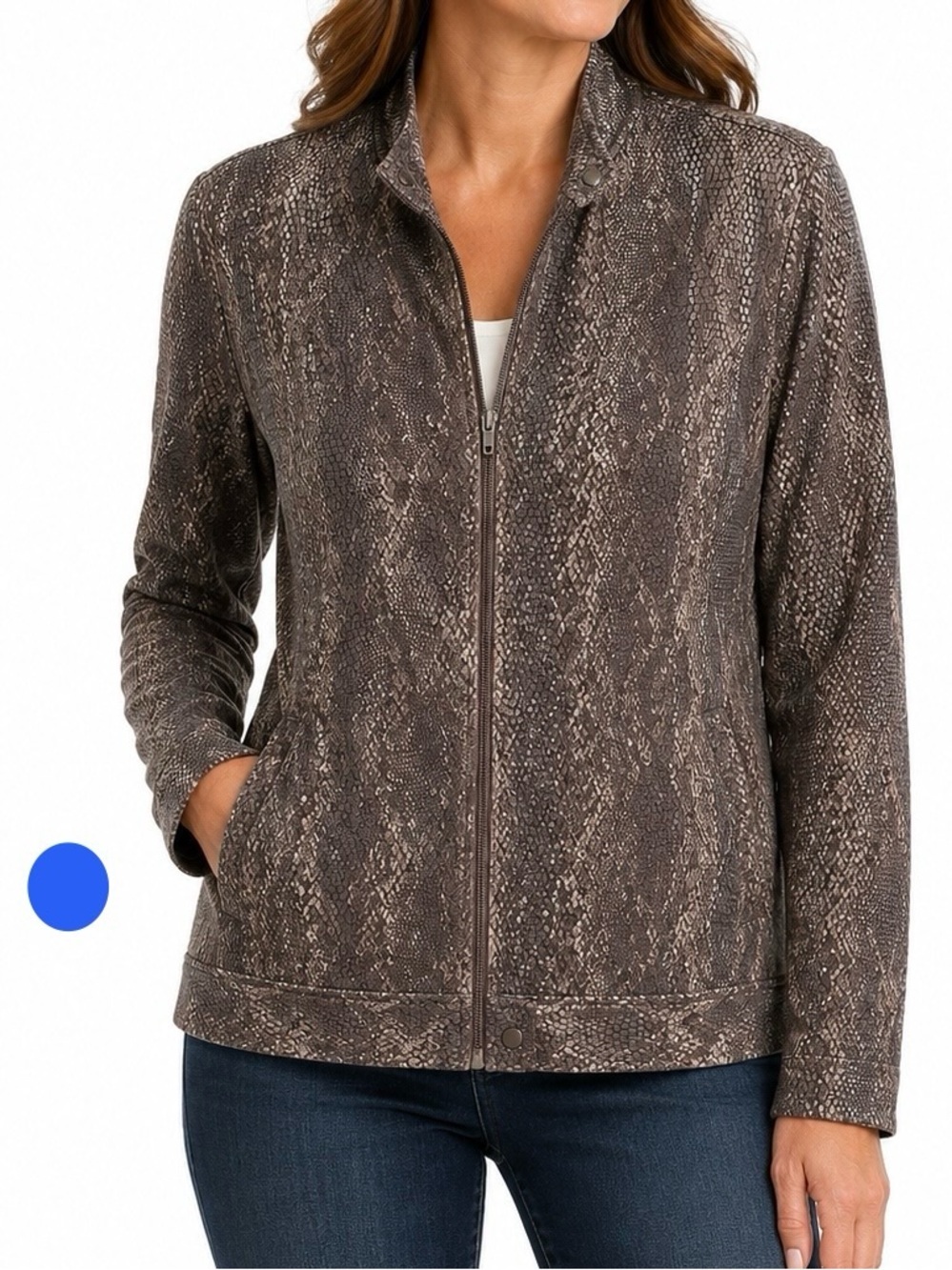 Sport Haley Snake Print Zip Front Jacket Women’s Large Brown Stretch Golf
